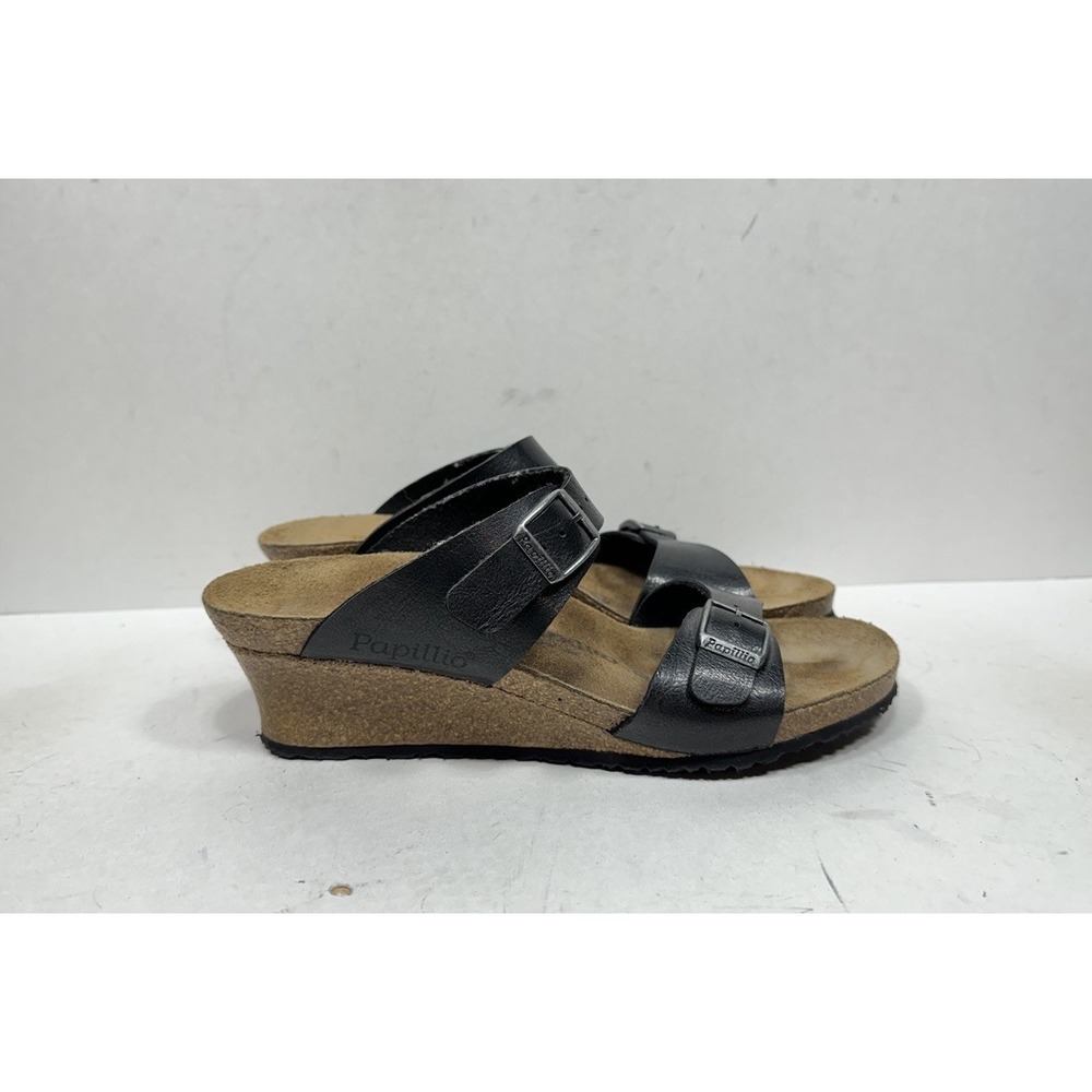Birkenstock Papillio Dorothy Black Double Strap Wedge Sandals Womens Size 9 N